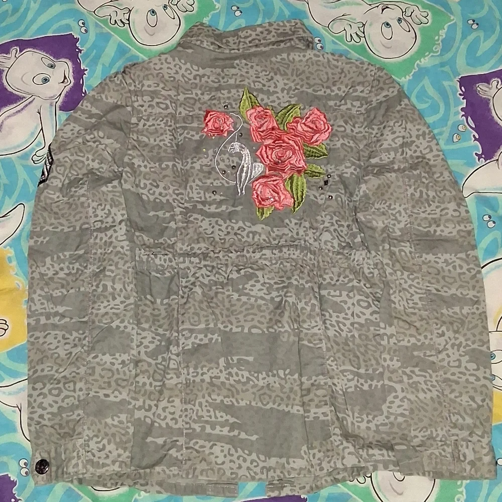 Y2K Baby Phat Vintage Camo Army Jacket Beanie Cap Hat